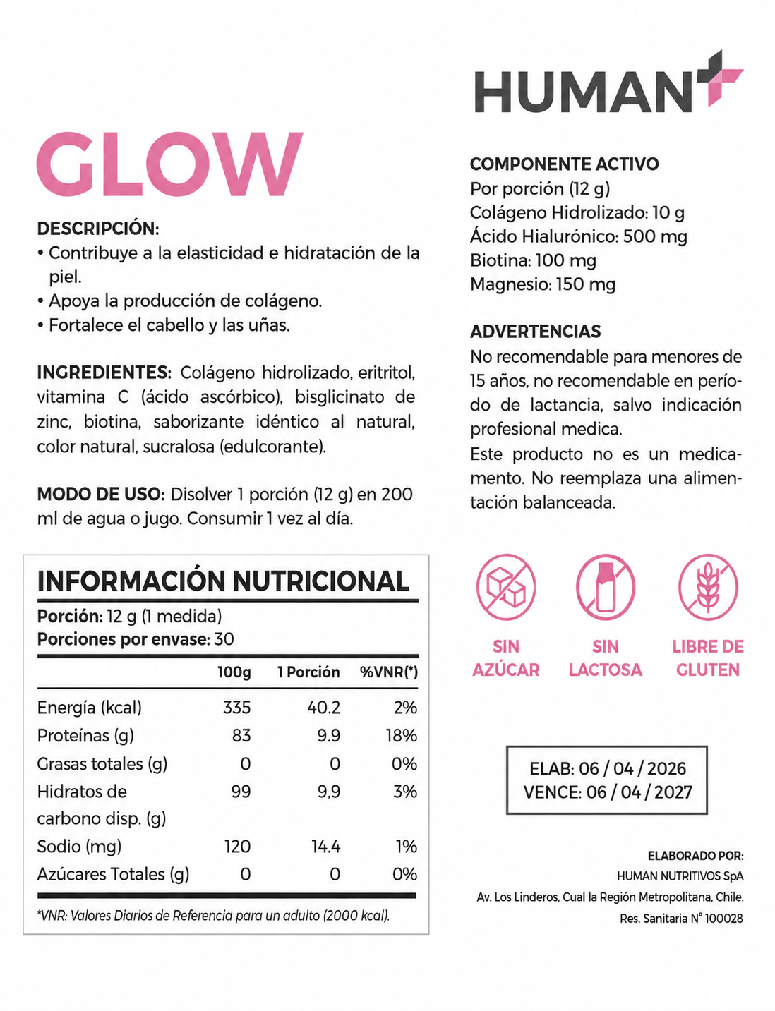 Human Glow | Colágeno + Belleza 360 g